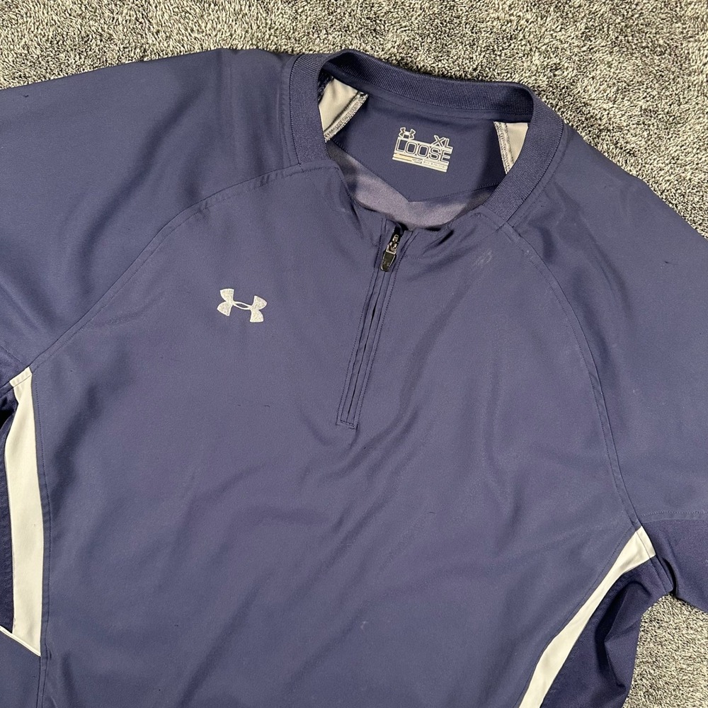 Under Armour Windbreaker Mens XL AllSeasonGear Navy Blue Quarter Zip Pullover